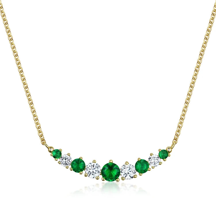 Fashion Wholesale Rainbow Series Colorful Sterling Silver Chain CZ Baroque Emerald Ruby Sapphire Beaded Necklace for Women
