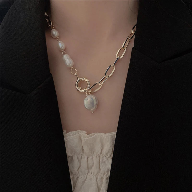 Autumn and Winter Baroque Pearl Pendant Collarbone Sweater Chain Long Necklace