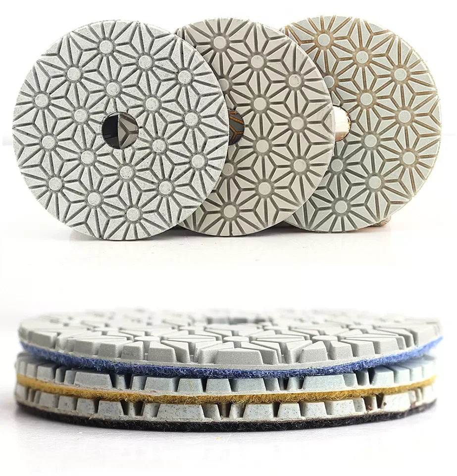 Factory Direct Sale 4 Inch 3 Steps Diamond Polishing Pads Tools for Stone Concrete Tile
