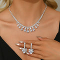 European American Best-Selling Fashion Jewelry Set Zircon Necklace Earrings Decorations for Bridal Dinner Dress Women's Chain