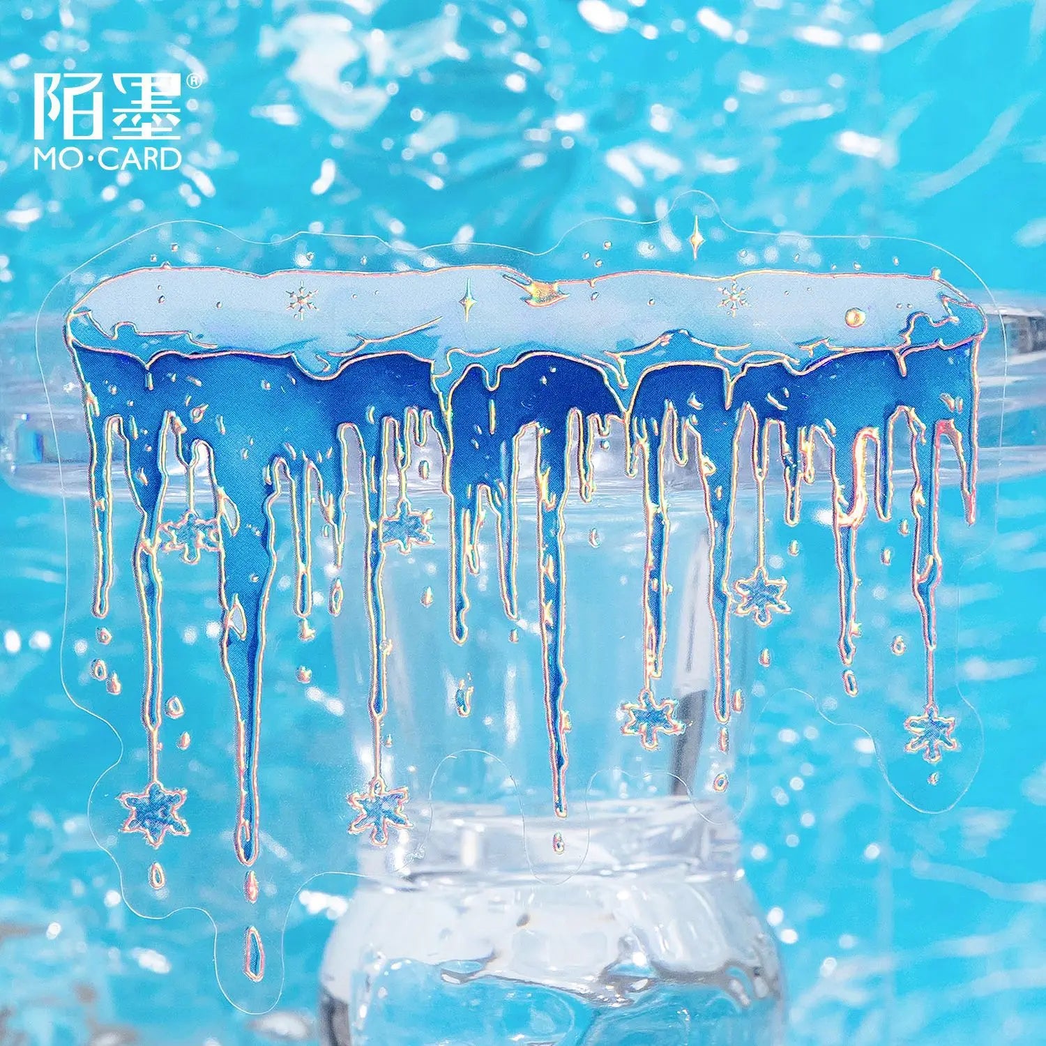 20pcs/pack Ice Crystal PET Stereoscopic Laser Silver Sticker Pack Boundless Water Language Series
