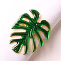 Gold Green Turtle Back Leaf Napkin Ring Dripping Oil Simulation Plant Buckle Paper Napkin Ring Napkin Ring Wholesale