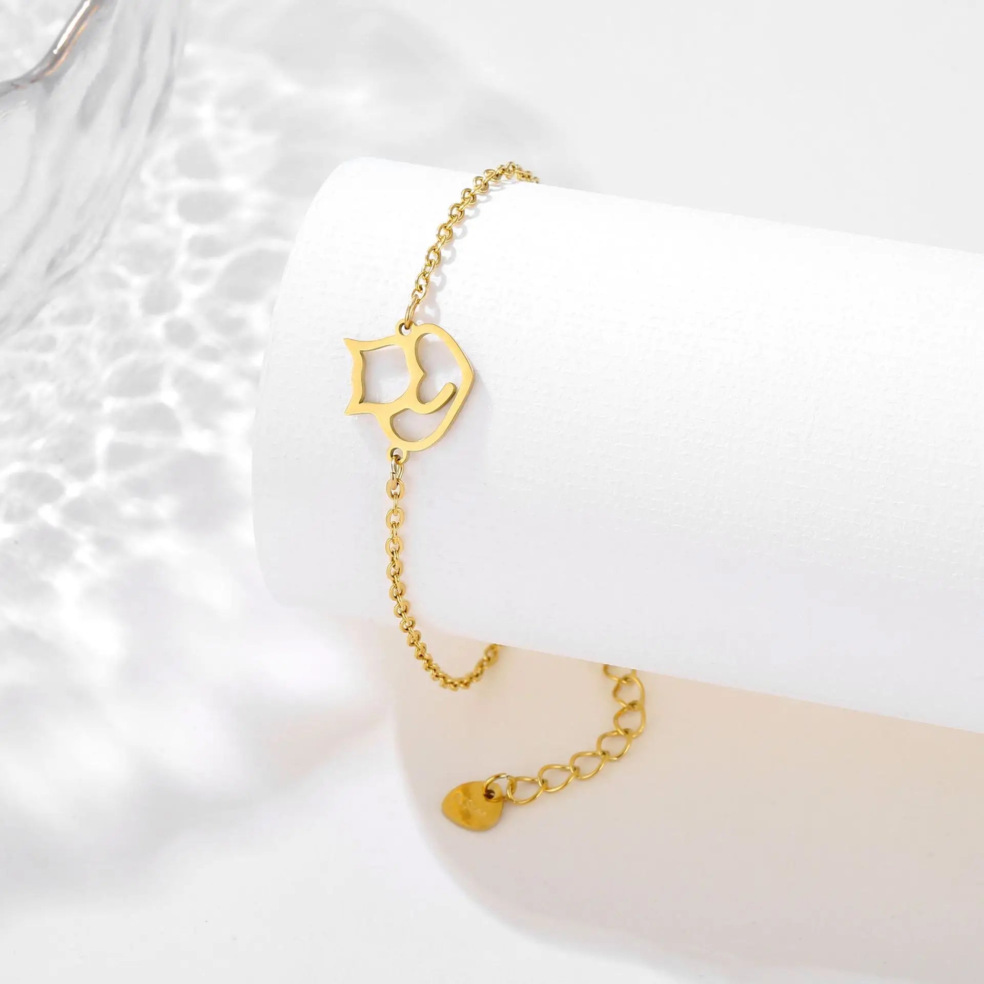 Cute Cat Bracelet Stainless Steel Animal Pendant Bead Chain Bracelet for Women Men 2023 Trendy Kpop Jewelry Couple Gift