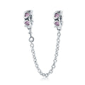 Wholesale 925 Sterling Silver Sweet Inspiration Pink Heart Safety Chain Stopper Charm Fit Charm Bracelet DIY Jewelry SCC562
