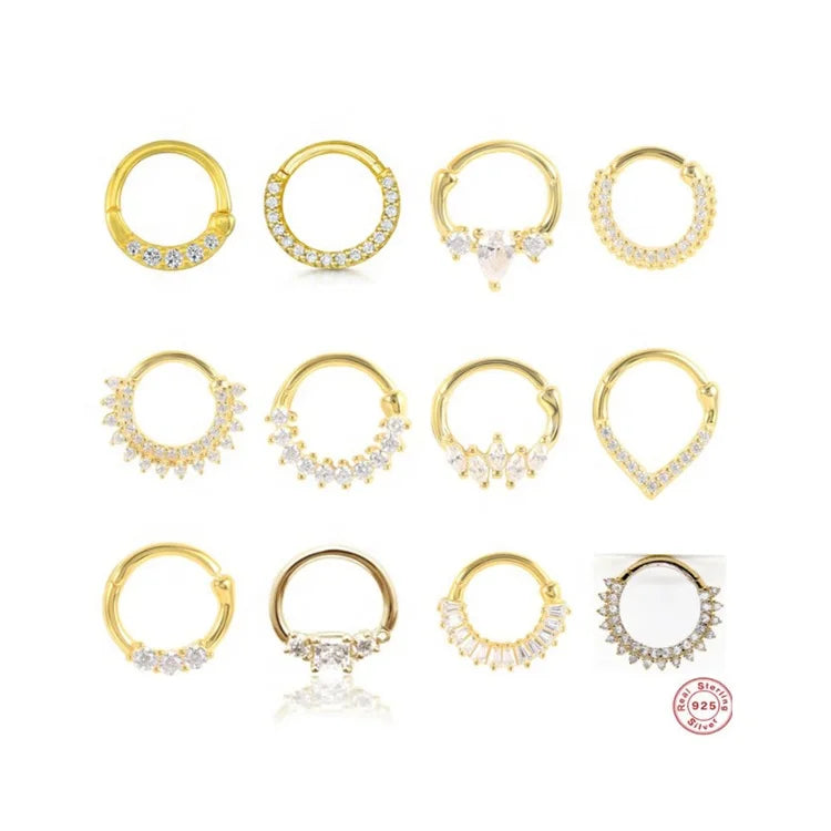 Gaby New Nose Rings Gold Plated Silver Earrings 925 Sterling  Septum Nose Ring Fine Jewelry Piercing Jewelry