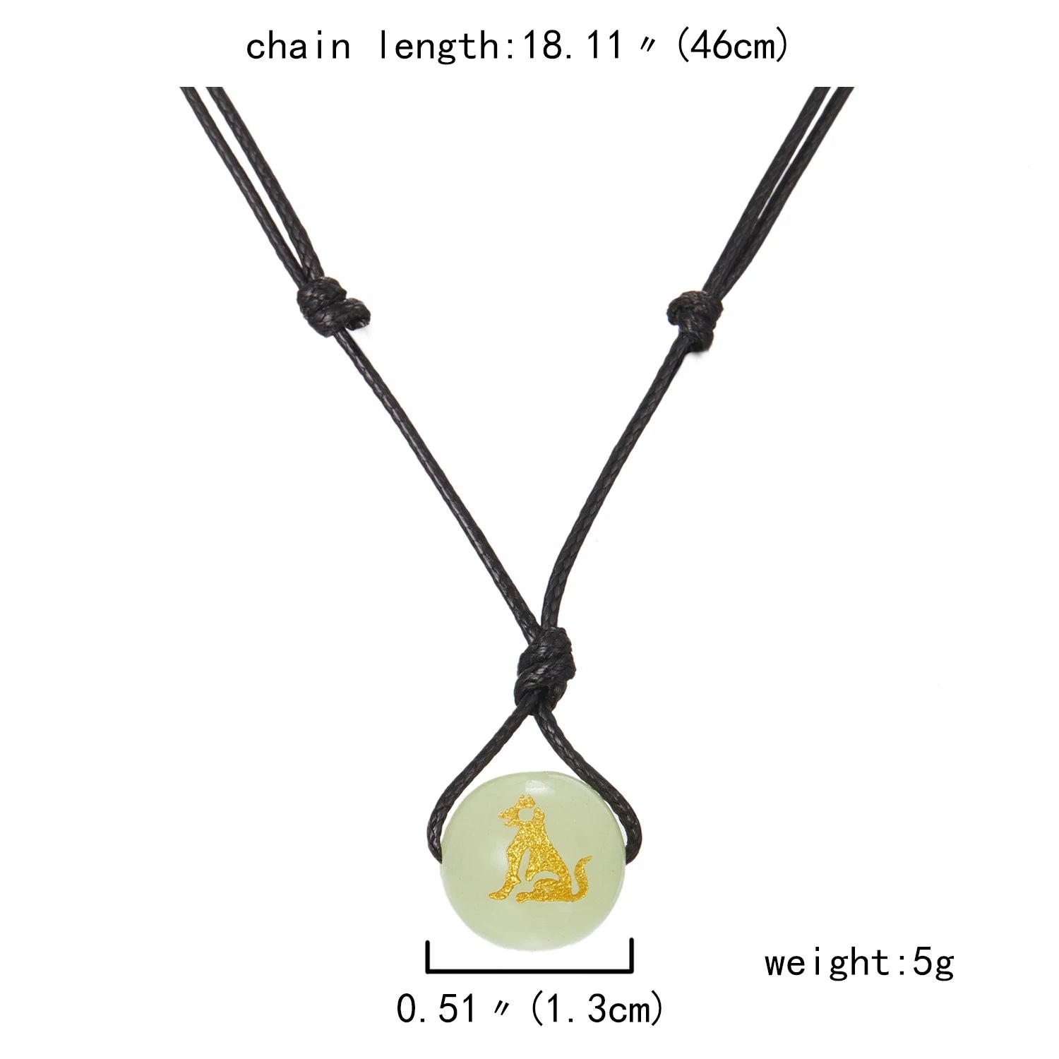 Luminous Natural Beads Choker Necklace Zodiac Necklace Transport Beads Luminous Wax Rope Necklace Men Women Glow in Dark Jewelry