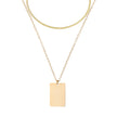 Hot-selling 316L Stainless Steel Geometric Double Layered Rectangle Pendant Herringbone Snake Chain Necklace Set