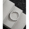 Simple S925 Sterling Silver Ring Female Elastic Hand Beaded Round Bead China Vintage Beaded Silver Rings