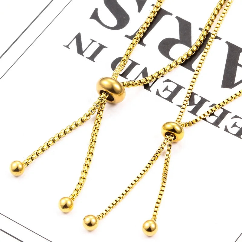 Stainless Steel Rubber Ring Positioning Beads With Rubber Ring for DIY Adjustable Rubber Ball Bracelet Accessories