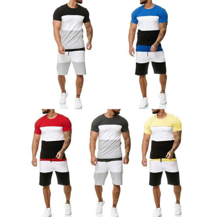New Arrivals 3XL Size Mens Two Piece Shirt and Shorts Hot Summer Men's Short Sleeve Crew Neck T-shirt and Short Pant Set