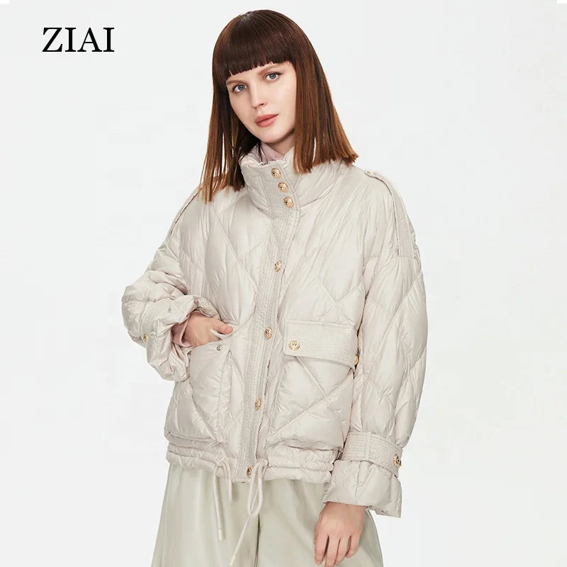 Wholesale Cotton Jacket Women's Warm Fashion Mid-length Winter Down Jacket Windproof Green Puffer Coat Ladies