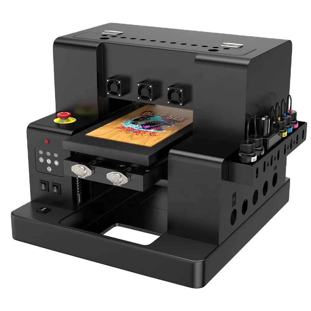 A4 UV Printer Sticker Printing Machine 2 in 1 XP600 Printhead LED Inkjet Flatbed Printer for Flat Metal Phone Case Glass Sign
