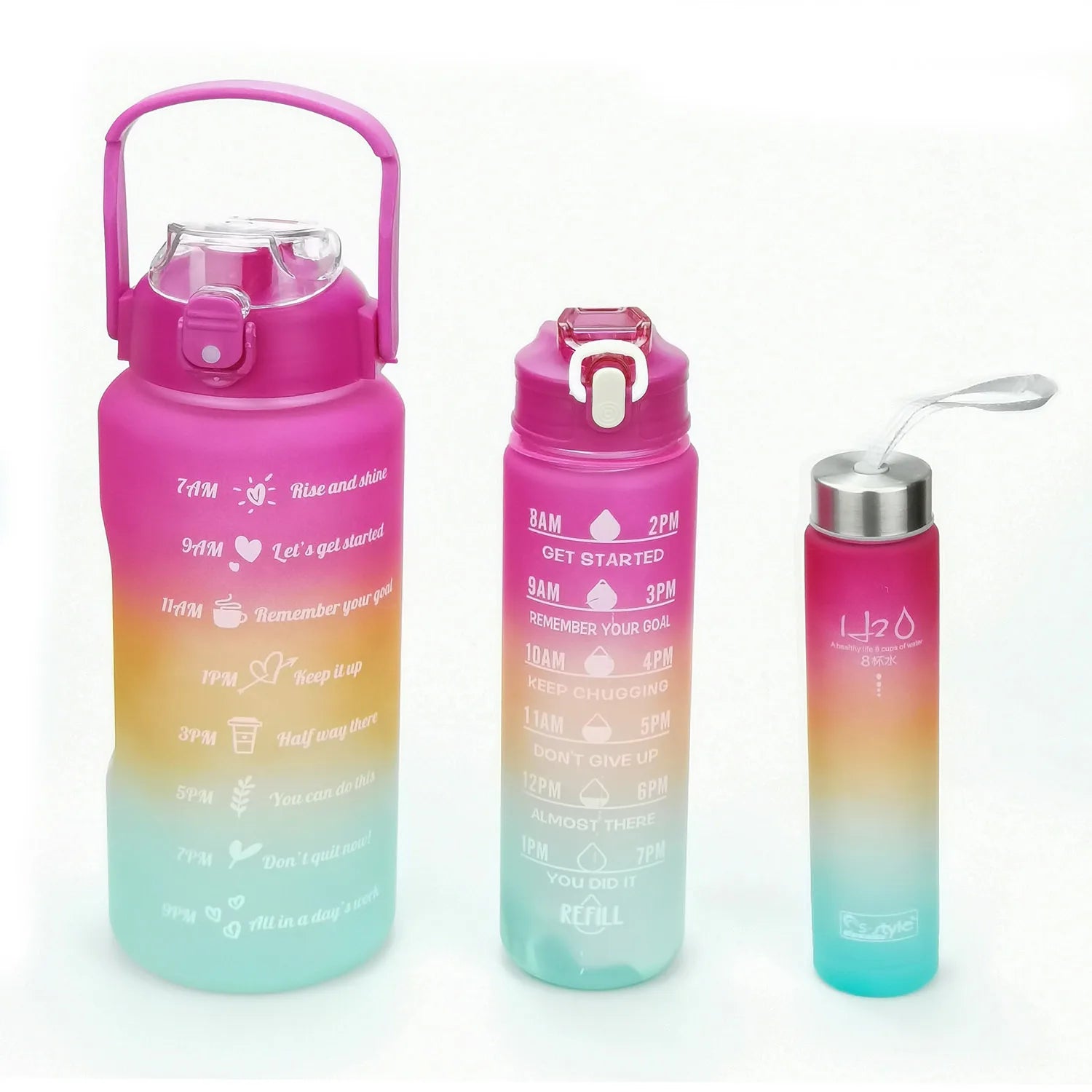 New Trending 3 in 1 Set Plastic Water Bottle Portable 2L Outdoor Drinkware Durable Triple Sports Bottles with Handle