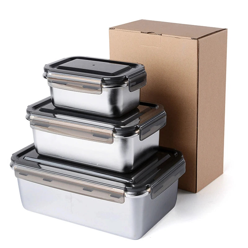 Stainless Steel Lunch Box Microwave Food Containers Tiffin Box Storage Container Steel Bento Boxes with Airtight Seal Lids