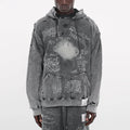 Manufacturer OEM Dtg Print Distressed Acid Wash Hoodie 400 Gsm Heavy Cotton Pullover Vintage Wash Hoodie