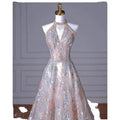 2025 Modern Luxury Beaded Halter Evening Wedding Party Dress High-end Bride Banquet Asymmetrical A-Line Anti-Wrinkle Elegant