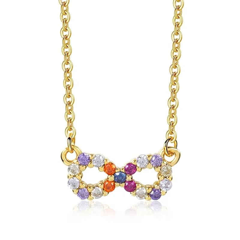 2025 Hot Selling 925 Sterling Silver Colorful Necklace Zircon Infinity Fashion Jewelry Pendant Necklaces for Women