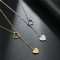 Naszyjnik Korean Version Women Stainless Steel Chain Hollow Adjustable Gold Plated Heart Pendant Necklace