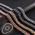 Mens Hip Hop Rapper Jewelry 7" to 31" Pink Silver Gold 13mm Curb Chain Iced Out Diamond Miami Cuban Chain Necklace and Bracelet