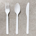 Eco-Friendly 100% Biodegradable PLA Cutlery Set 6/7 Inch Disposable Plastic Knife Fork Spoon Compostable Tableware for Food