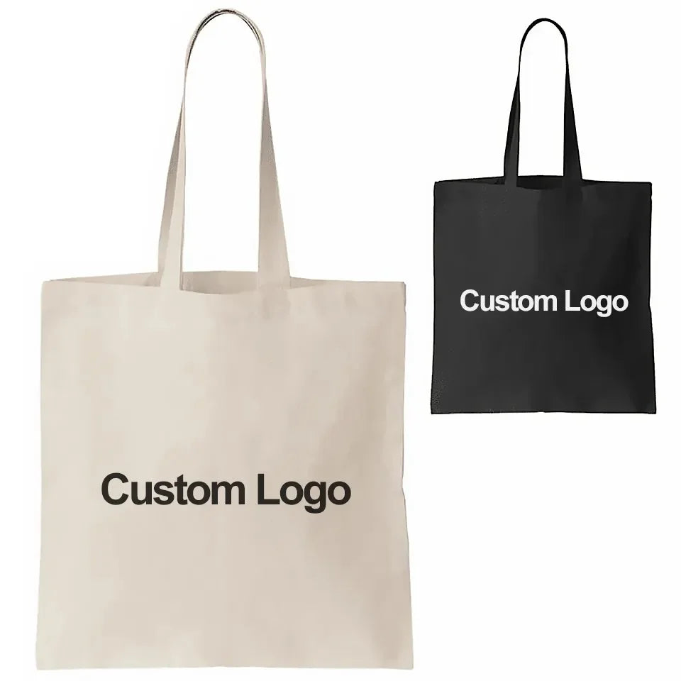 Qetesh Personalized Initial Reusable Grocery Cotton Custom Printed Logo Monogrammed Canvas Tote Bag for Women