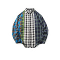 High Quality Autumn/Winter Men's Casual Color Blocking Contrast Color Loose Hip Hop Handsome Short Sleeve Blank Woven Shirt