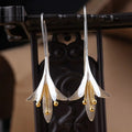 925 Silver Flowers Long Earrings for Women Elegant Lady Prevent Allergy Silver 925 Jewelry
