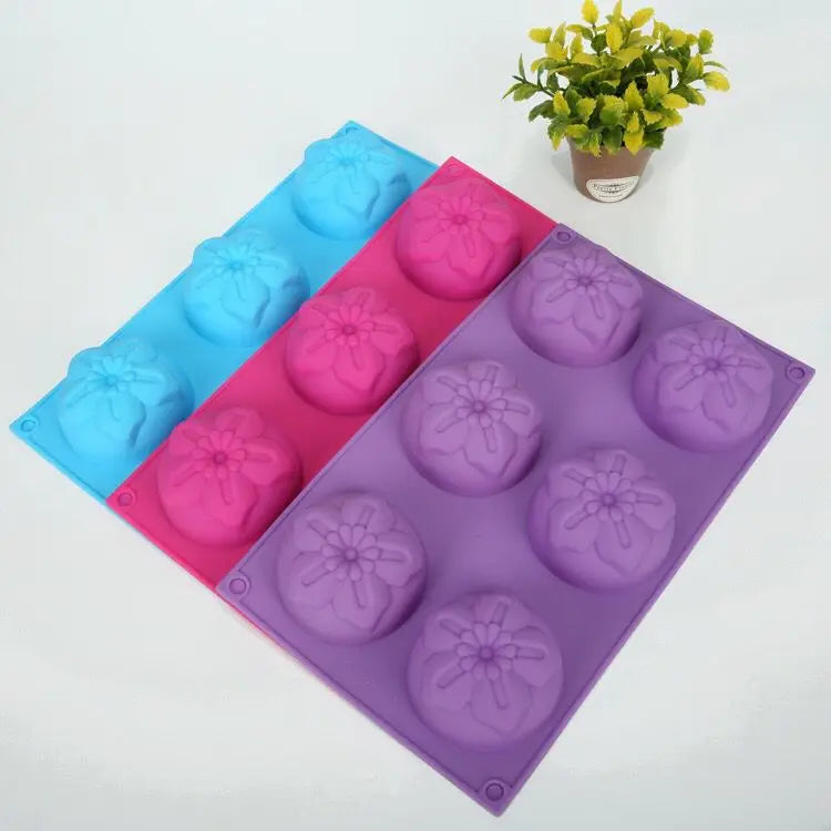 6-hole Flower Shape DIY Handmade Soap Silicone Mold