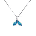 Fashion  Brass Alloy Mermaid Pendant Necklace Charm Women Glue Dropping Blue Fish Tail Choker Necklaces Jewelry