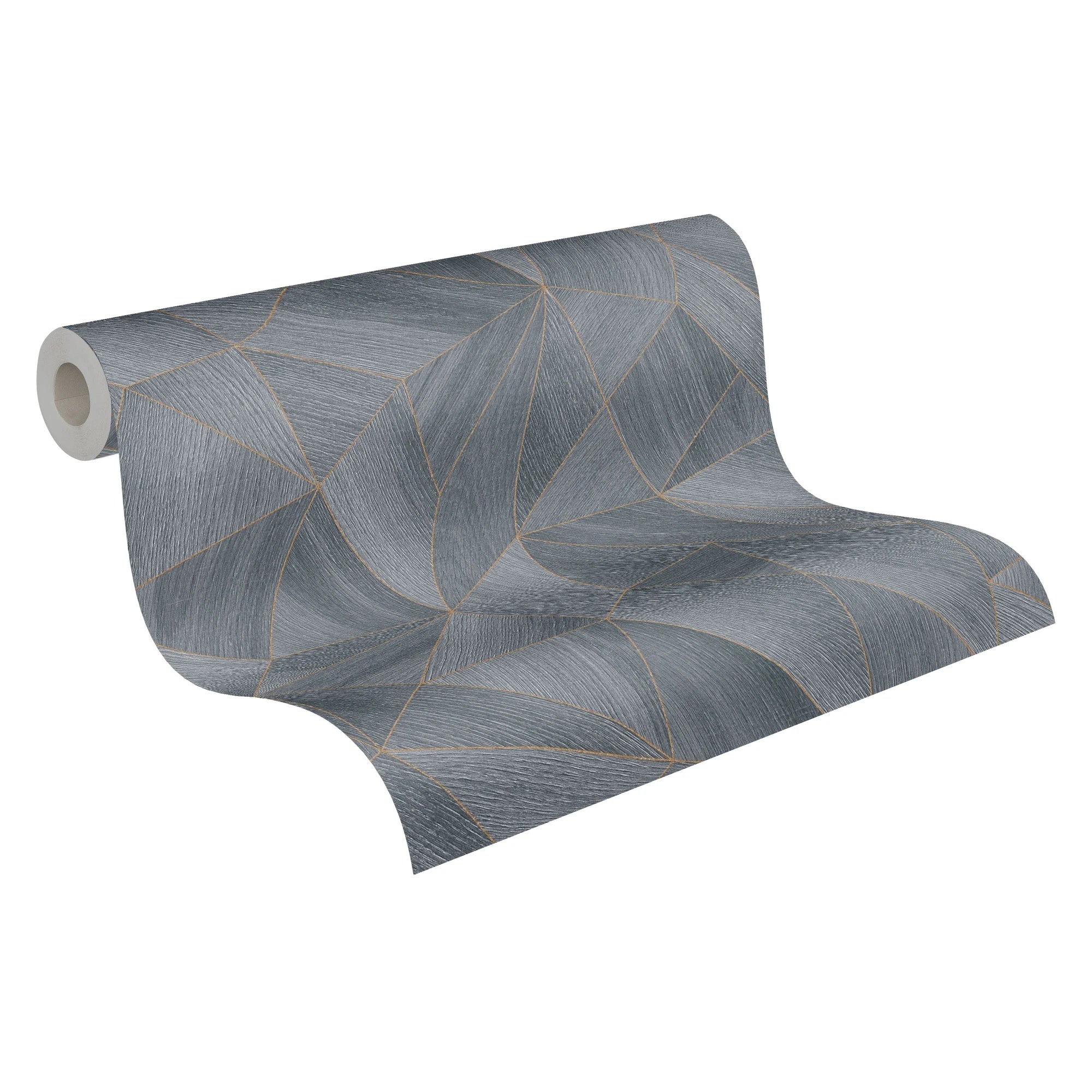 Made in Germany - Wallpaper rolls Graphic Grey Gold Metallic - Non Woven Vinyl - Wallpaper Texture for Walls - 1005 x 053 m
