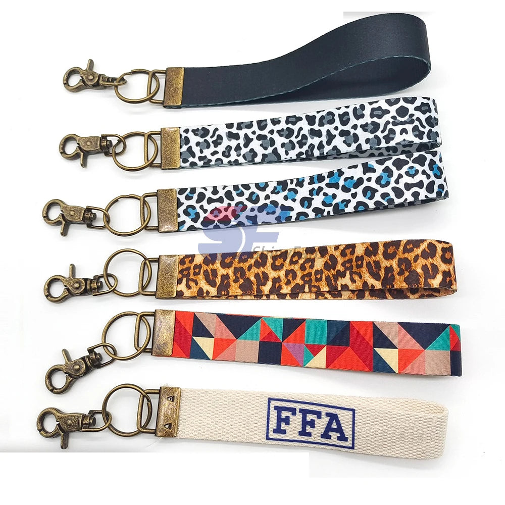 Lanyard Supplies Designer Custom Brand Wallet Strap Key Chain Holder Silk Screen Colorful Wristlet Short Polyester/Nylon