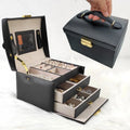 Arced Many Colors PU Leather Travel Jewelry Storage Display Box Organizer With Mirror