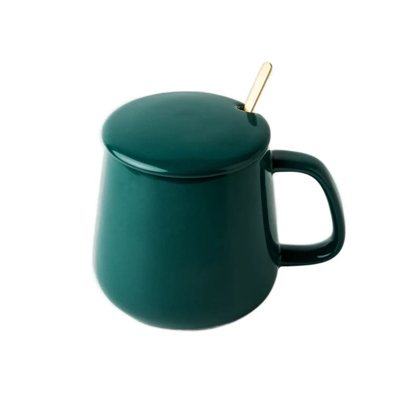 Customizable 400ml Simple Ceramic Cup Set with Logo Engraving Cozy Mug Spoon for Hotel Advertising Includes Packed Carton Stock