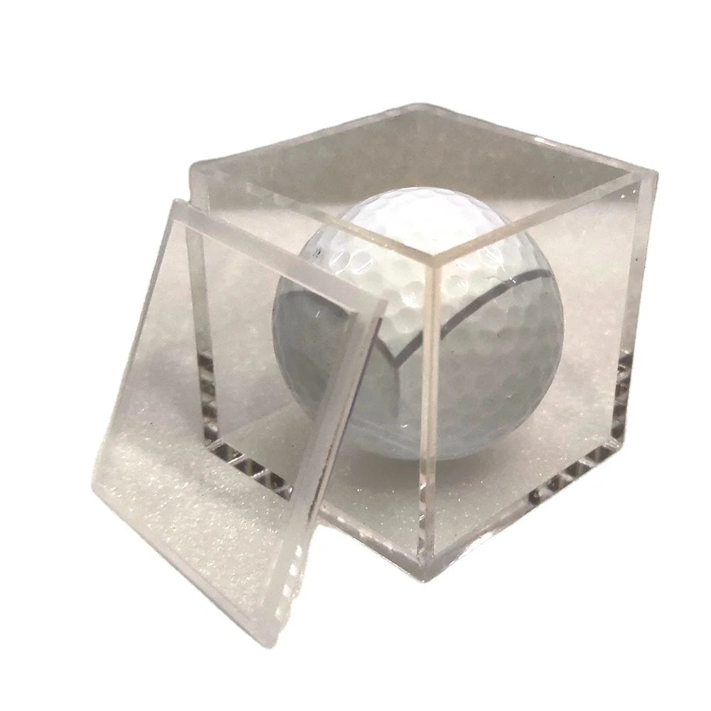 Customized Tiny Square Dust Proof Clear Acrylic Golf Ball Display Cube Box with Hat Lid