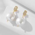 High Quality 14K Gold Plated Pearl Earrings Fine Jewelry 925 Sterling Silver Zircon Shell Button Pearl Earrings for Women