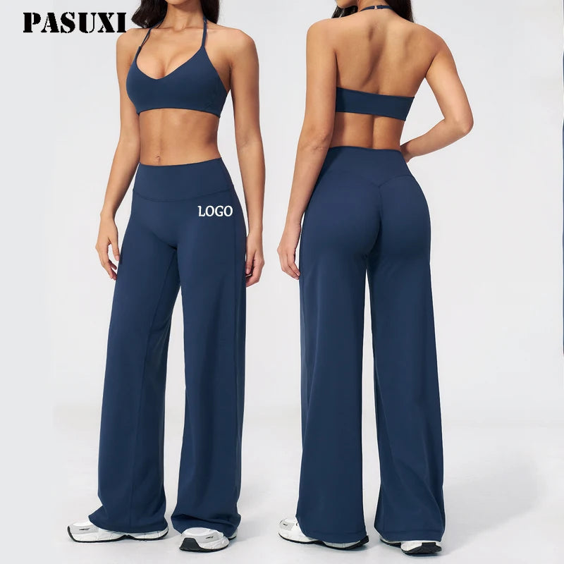 PASUXI Custom LOGO 4 Pcs Suit Sports Clothes Women's Athletics Fitness Yoga Wear Workout Clothing for Woman Gym Fitness Sets