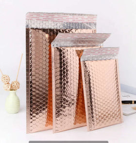 Shockproof Rose Gold Foil Metallic Padded Wrap Packaging Plastic Envelopes Mailing Bag Poly Envelopes Bubble Mailers Bags