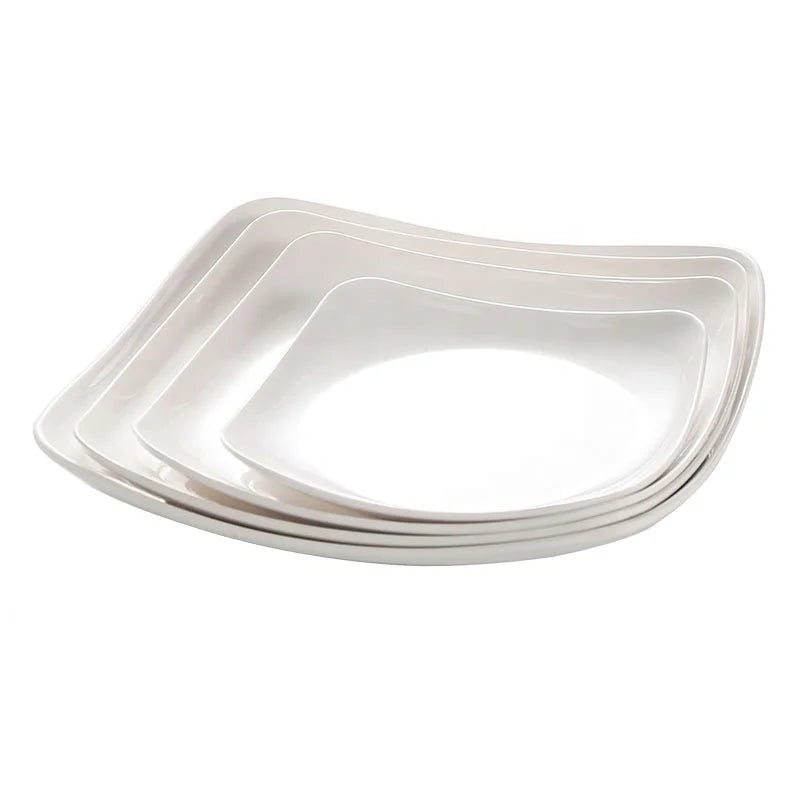 Restaurant Melamine Plain White square Cater Plate Restaurant White Irregular Square Shape Nordic Dinner Plate Dishes