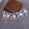 Polymer Clay Flower Headband Bride Weave Pearl Blue Hair Band Leaf Hair Accessories