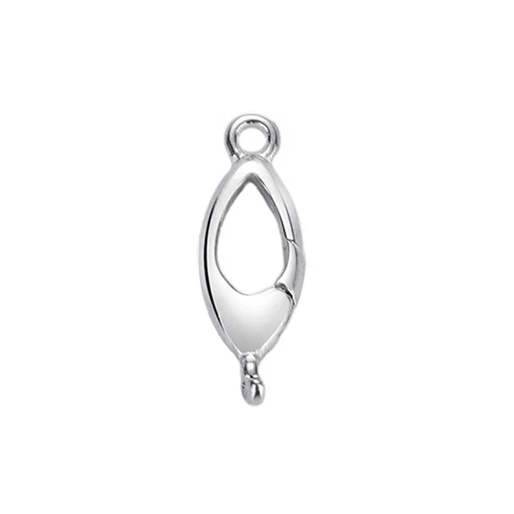 925 Sterling Silver Oval Double Bail Connector Charm Clasp Two Ring Push Gate Bead Clasp for Pendant Necklace