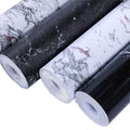 Modern Marble Vinyl Wallpaper Glossy Waterproof Heat Proof Black White Kitchen Countertop Cabinet Self-Adhesive Rolls Kitchen
