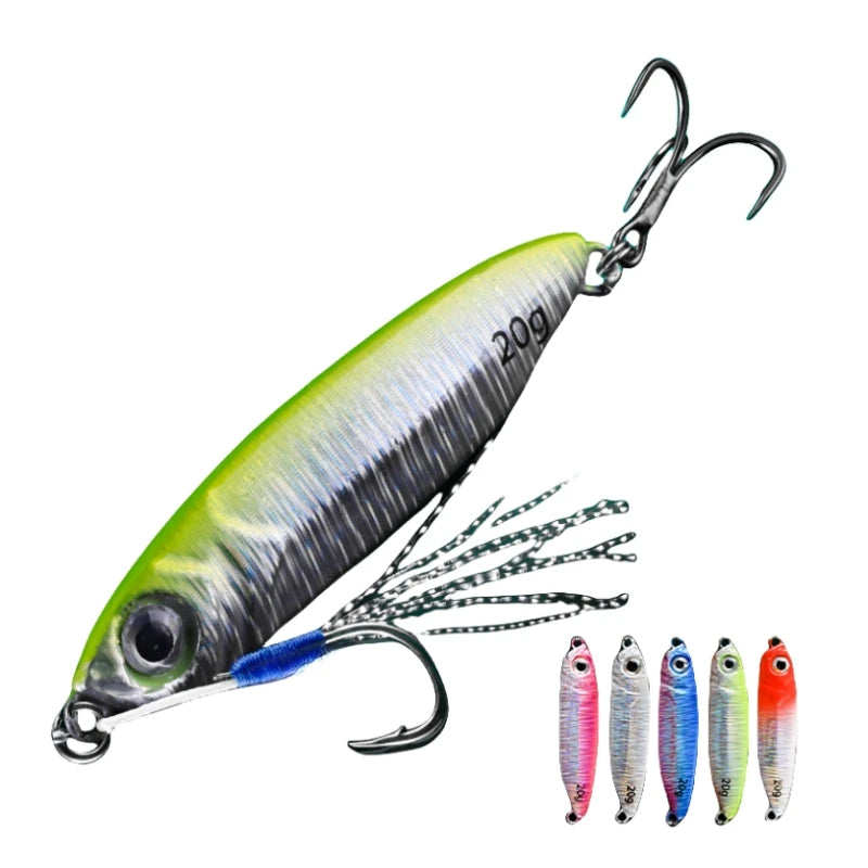 New Design 10g-30g Lead Fish Jigging Lure 3X Strengthen Hook for Saltwater Shore Casting for River and Lake Fishing