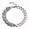 Unisex Stainless Steel Tiger Eye Stone Beads Bracelet Adjustable Natural Volcanic Stone Beaded Bracelet Trendy Christian Gifts