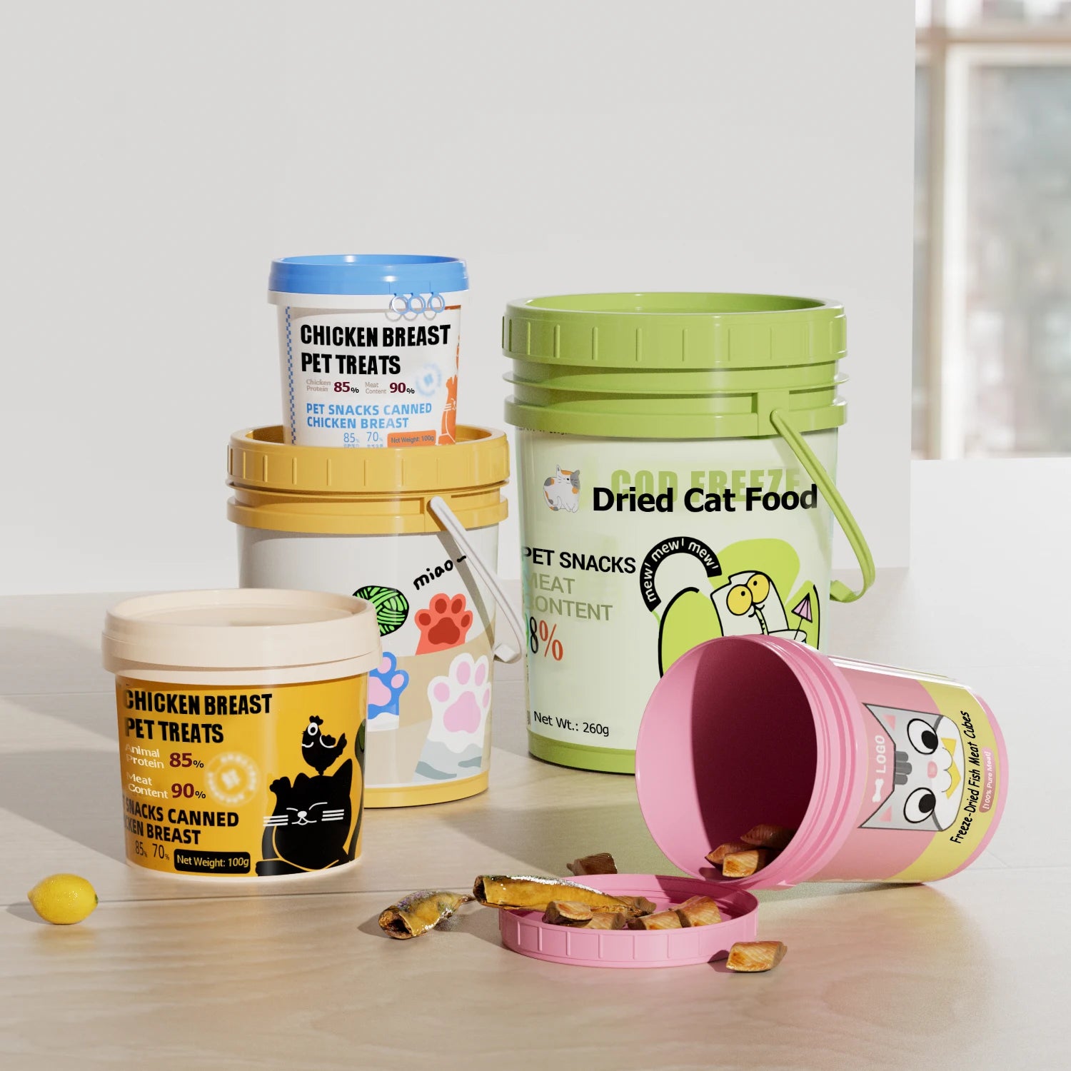 Custom Recyclable Plastic Food Storage Bucket with Screw-on Top for Cat Dog Food & Chicken Feed Packaging Pails & Drums