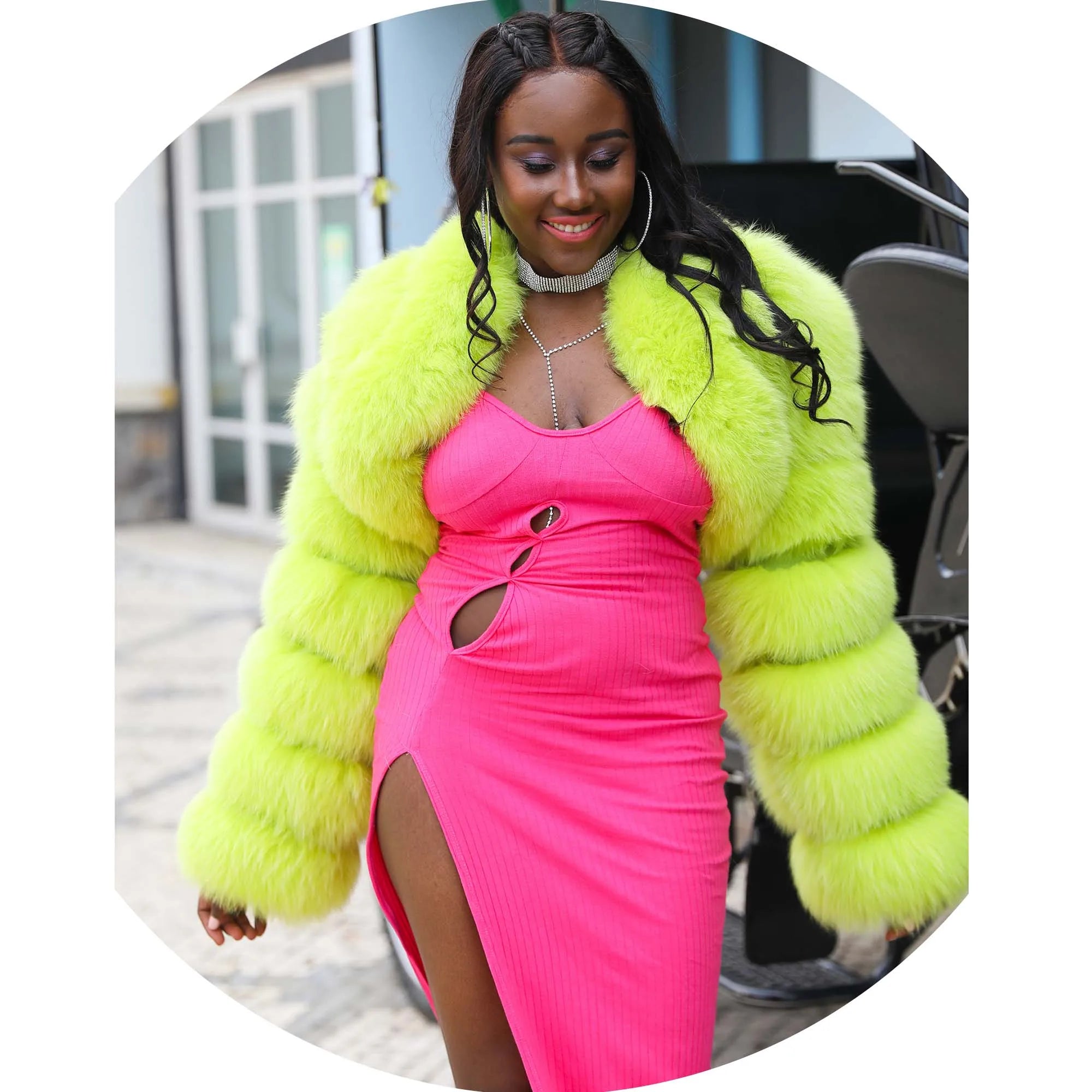 Women Warm New Arrive Luxurious Cropped Style Jacket Short Real Fox Fur Coat