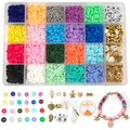 6mm Soft Pottery Beads Kit Muti Colors Boho Polymer Clay Beads for DIY Necklace Bracelet Creative Children Jewelry Making Set