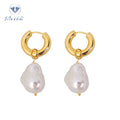 Best Selling Jewelry Drop Natural Baroque Freshwater Hoop Pearl 18k Gold Plated Earrings for Women