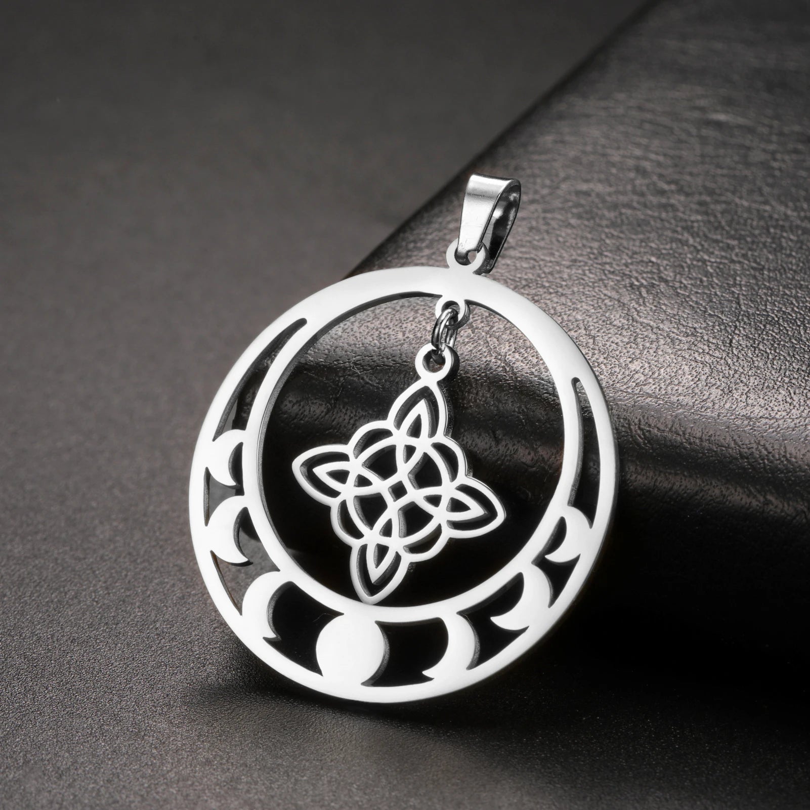 Hollow Celtic Knot Stainless Steel Charm  Gold Color Sun Moon Pendant Amulet Jewelry Accessories for Necklace Bracelet