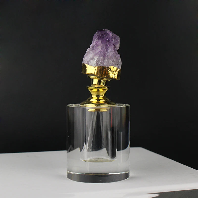 2026 New Design Amethyst Natural Agate Stone Crystal Perfume Oud Oil Bottles Custom