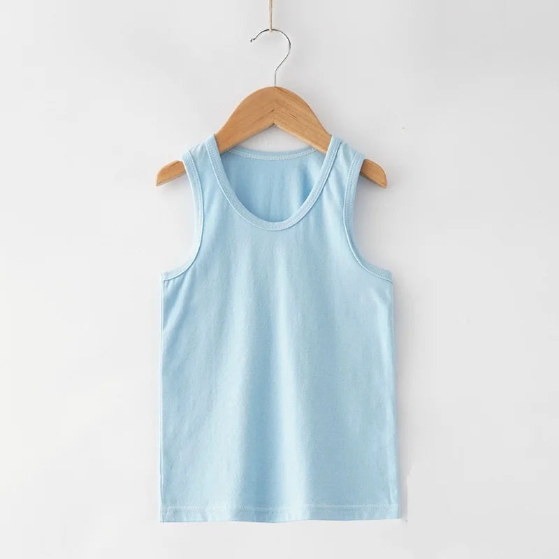 2023 Hot Sale New Solid Design Children Daily Vest Kids Skin Friendly Cotton Sleeveless Sweat Vest Kid Sleeveless Tank Top